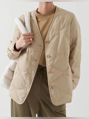 COS Padded Liner Jacket In Beige size L
